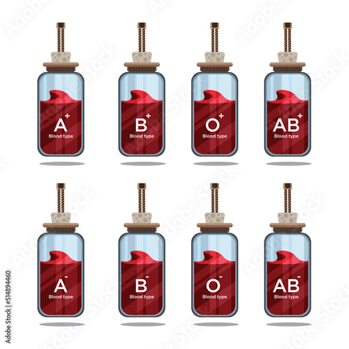 Blood type sample in the bottle