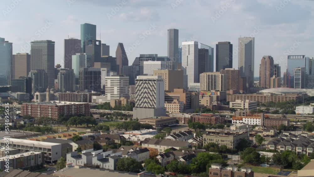 Establishing shot of downtown Houston from from historic Third Ward area Establishing shot of downtown Houston from from historic Third Ward area
