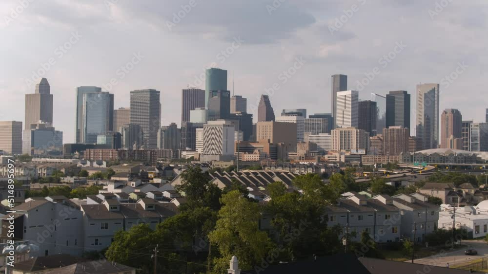 Establishing shot of downtown Houston from from historic Third Ward area Establishing shot of downtown Houston from from historic Third Ward area