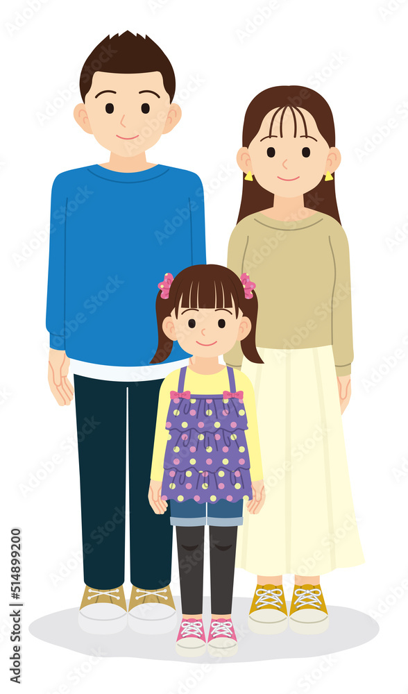 夫婦と娘　輪郭線なし