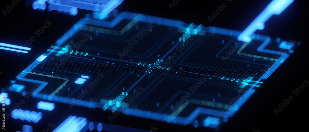 3D rendering of cyberpunk AI. Circuit board. Technology background. Central Computer Processors CPU and GPU concept. Motherboard digital chip. Tech science background. 3D rendering of cyberpunk AI. Circuit board. Technology background. Central Computer Processors CPU and GPU concept. Motherboard digital chip. Tech science background.