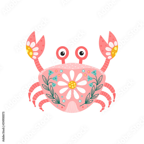 Pink crab cartoon illustration
