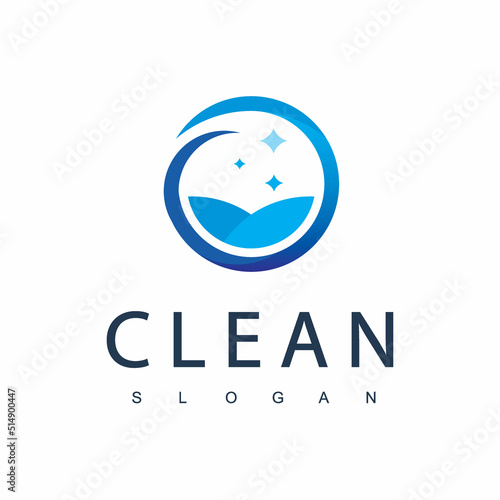 Clean Logo Design Template Suitable For Cleaning Service, House Keeping And Laundry