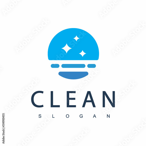 Clean Logo Design Template Suitable For Cleaning Service, House Keeping And Laundry