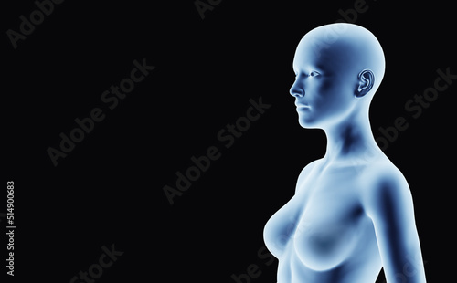 X-ray outline of woman side portrait