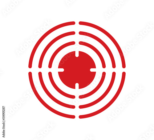 Pain point icon. Pain red circle mark. Target spot symbol for medical design. Concept killer for headaches, abdominal aches. Editable stroke. Vector illustration isolated on white background.