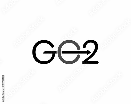 Letter GO2 With Arrow Sign Logo Design. Modern Letter GO2 Vector Illustration on White Background.