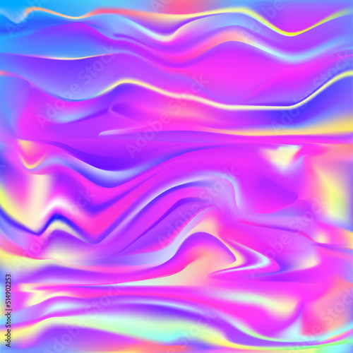 Abstract Trendy Neon Fluorescent and Psychedelic Background. Holographic Rainbow Wallpaper.