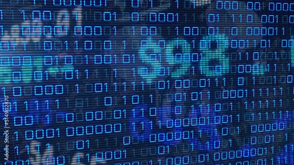 Animation of data processing over blue background Animation of data processing over blue background