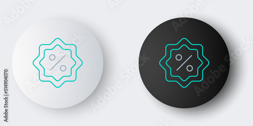 Line Discount percent tag icon isolated on grey background. Shopping tag sign. Special offer sign. Discount coupons symbol. Colorful outline concept. Vector