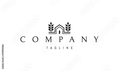 Vector logo on which an abstract image of a bakery with wheat hair on the sides.
