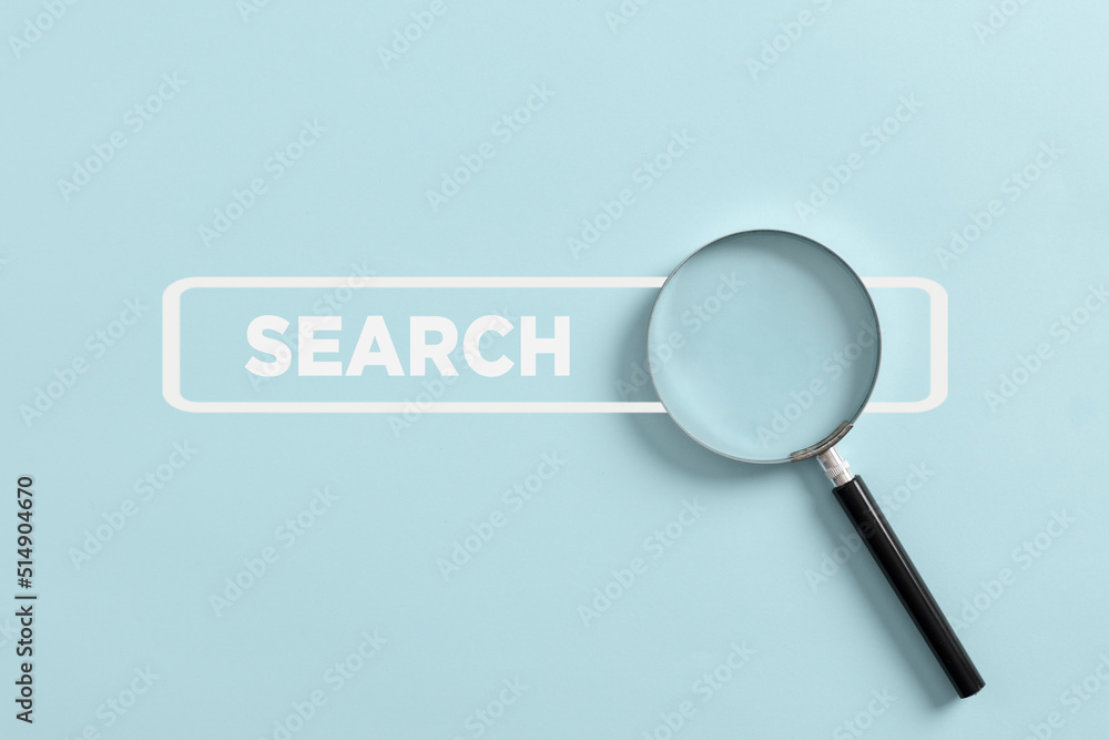 Magnifying glass with internet search bar browser. Magnifying glass with internet search bar browser.