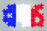 France flag shape of jigsaw puzzle vector, puzzle map, France flag for children
