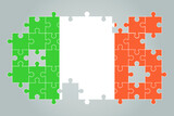 Ireland flag shape of jigsaw puzzle vector, puzzle map, Ireland flag for children