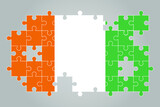 Ivory Coast flag shape of jigsaw puzzle vector, puzzle map, Ivory Coast flag for children