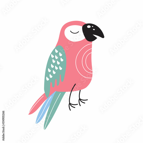 Cute cartoon parrot. Can be used for kids clothes design, prints and posters.