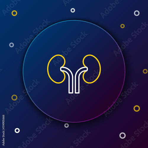 Line Human kidneys icon isolated on blue background. Colorful outline concept. Vector