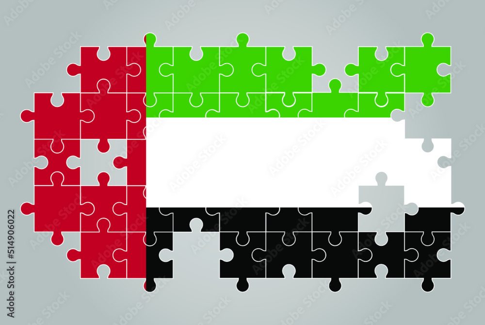 UAE flag shape of jigsaw puzzle vector, puzzle map, UAE flag for children Stock Vector Adobe Stock