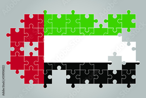 UAE flag shape of jigsaw puzzle vector, puzzle map, UAE flag for children