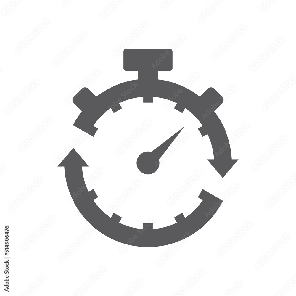Stopwatch timer black vector icon. Clock chronometer filled symbol.