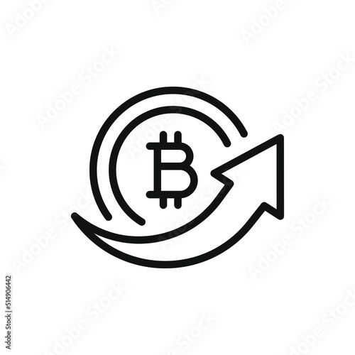 Send bitcoin money. Transfer payment icon line style isolated on white background. Vector illustration