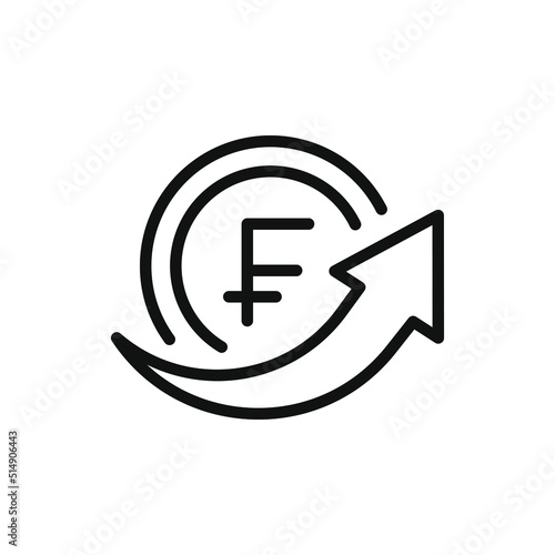 Send franc money. Transfer payment icon line style isolated on white background. Vector illustration