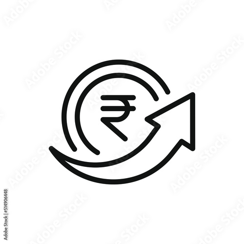 Send rupee money. Transfer payment icon line style isolated on white background. Vector illustration