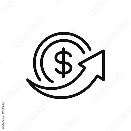 Send dollar money. Transfer payment icon line style isolated on white background. Vector illustration