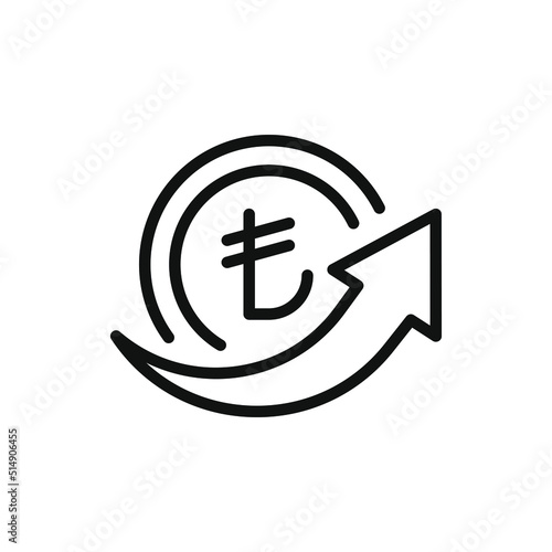 Send Turkish lira money. Transfer payment icon line style isolated on white background. Vector illustration