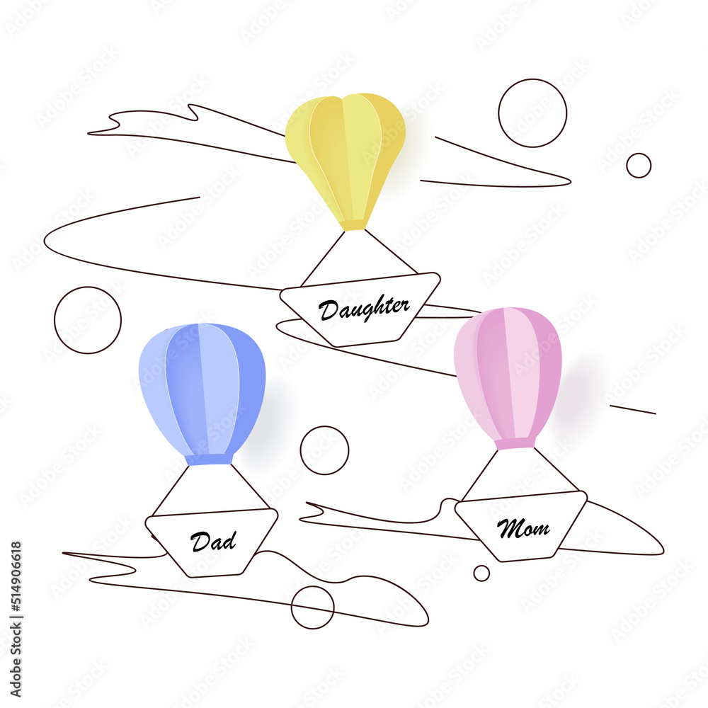 © tatianastulbo - Balloons with family flying in the sky