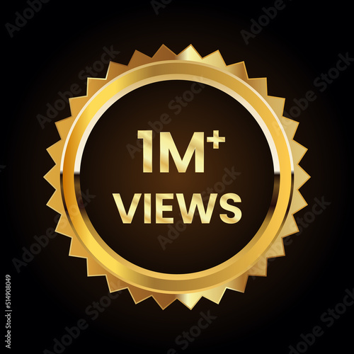 golden color 1 million plus views celebration background design set vector.1m plus views thank you
