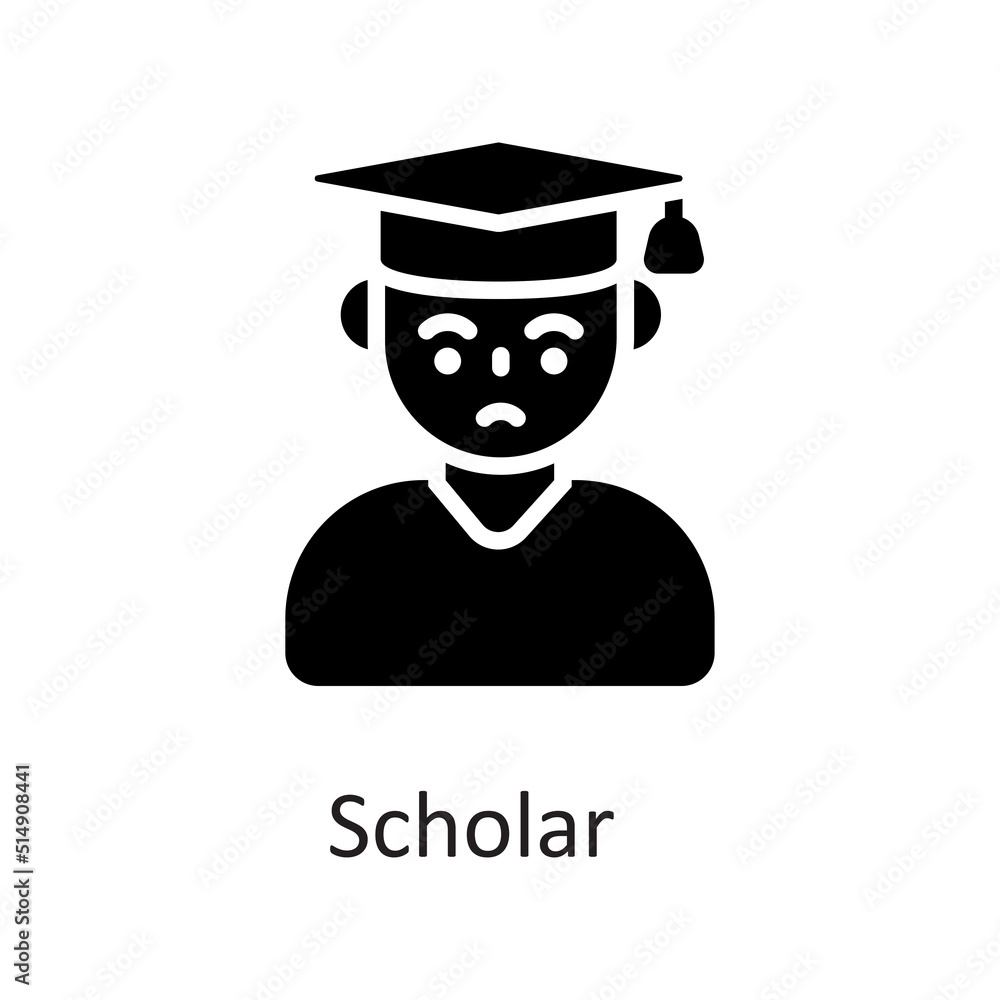 Scholar vector Solid Icon Design illustration on White background. EPS 10 File