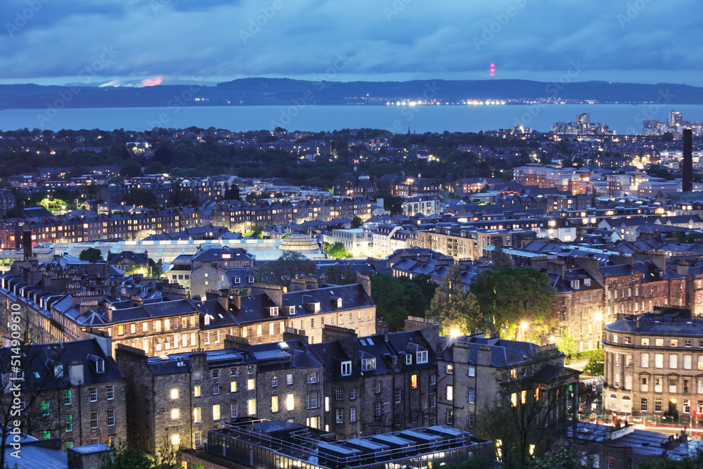 Cityscape of Edinburgh - skyline at night