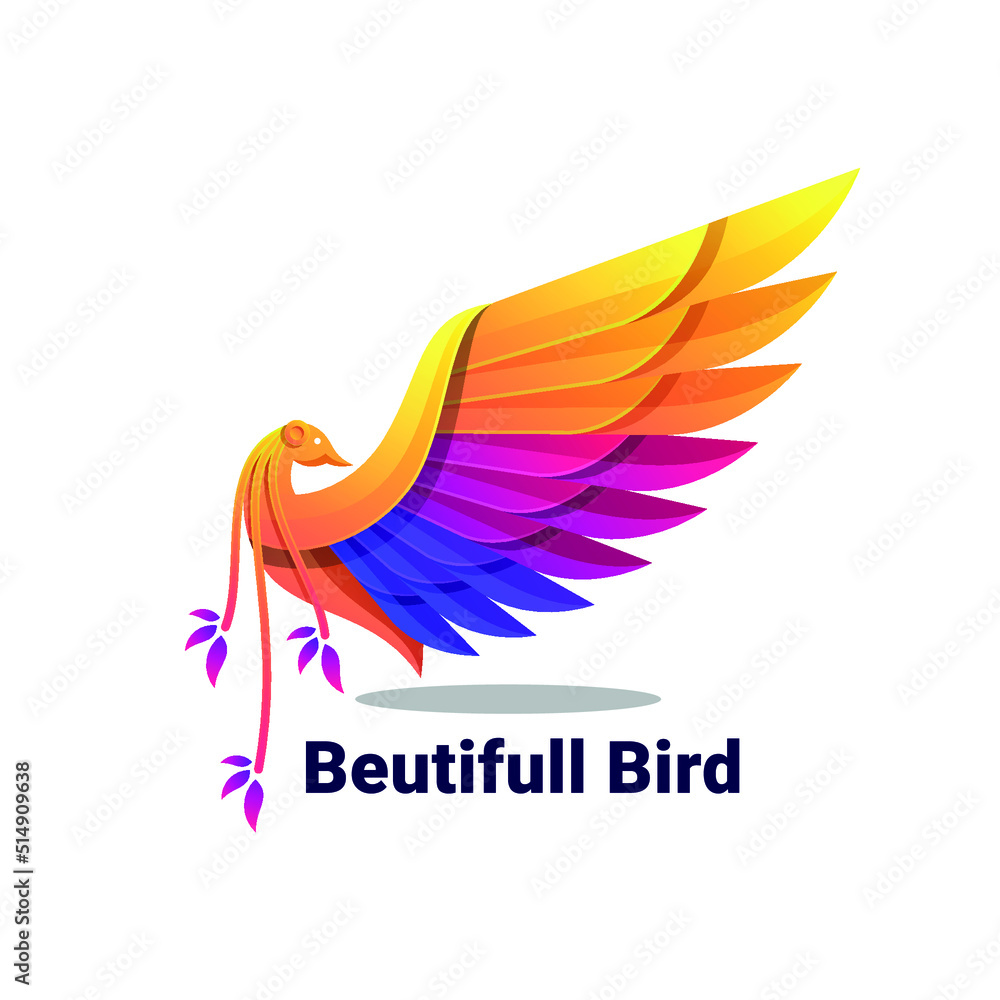 Obraz premium colorful Beautifull Bird logo illustration vector template