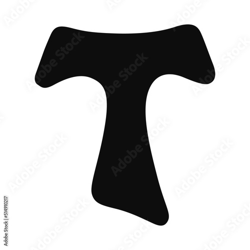 Christian Tau cross vector icon - Franciscan capuchin friars symbol isolated on white photo
