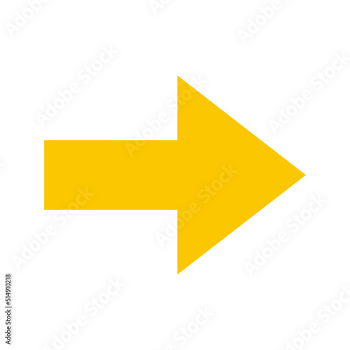 Vector flat style illustration of yellow arrow icon going right symbol