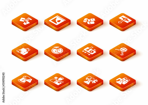 Set Drop in crude oil price, Employee dismissal, Fire burning house, Dollar rate decrease, Stop delivery cargo truck, Shutdown of factory and Global economic crisis icon. Vector