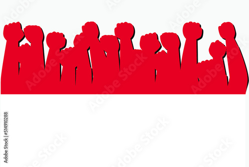 Monaco flag with raised protest hands vector, country flag logo, Monaco protesting concept
