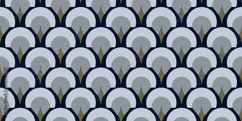 Elegant fan pattern abstract simple silhouettes geometric shape continuous background. Modern lux fabric design textile swatch ladies dress all over print block.