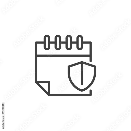 Calendar shield line icon