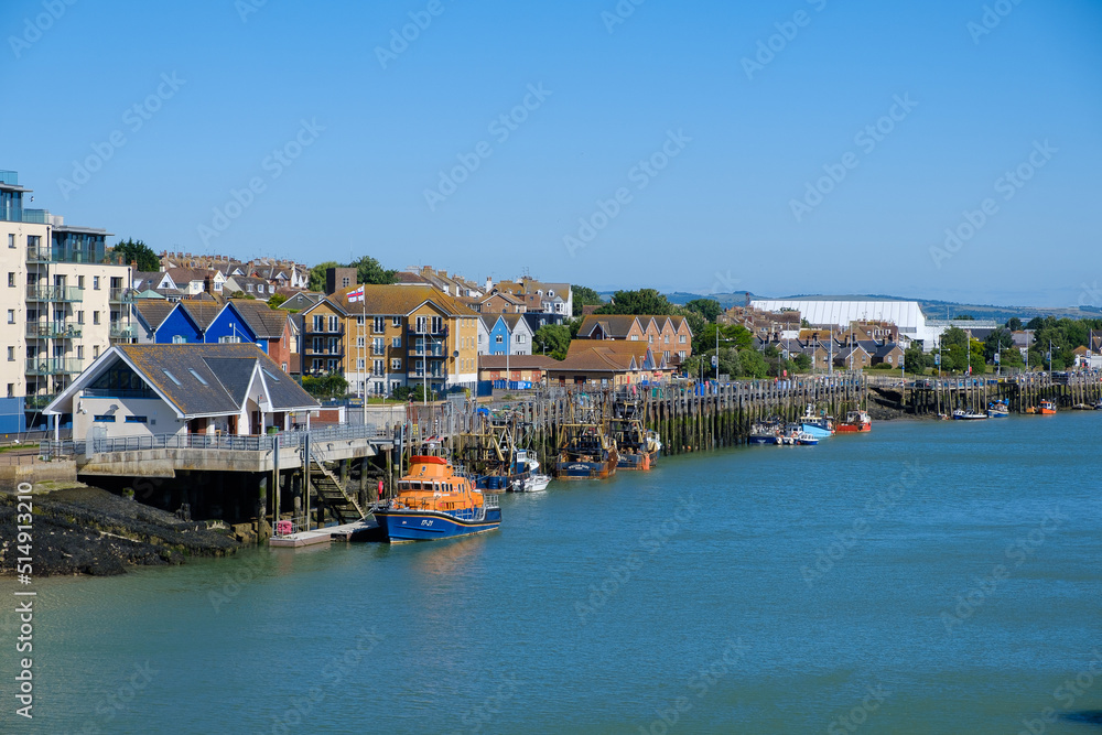 Waterfront properties by the harbour in Newhaven, East Sussex, England