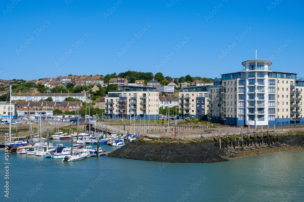 Waterfront properties by the harbour in Newhaven, East Sussex, England