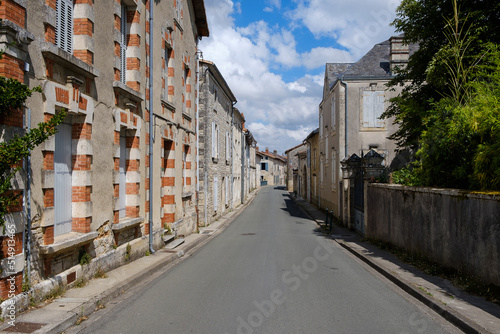 Village street view in Verteuil-sur-Charente, Charente, Poitou-Charente, France