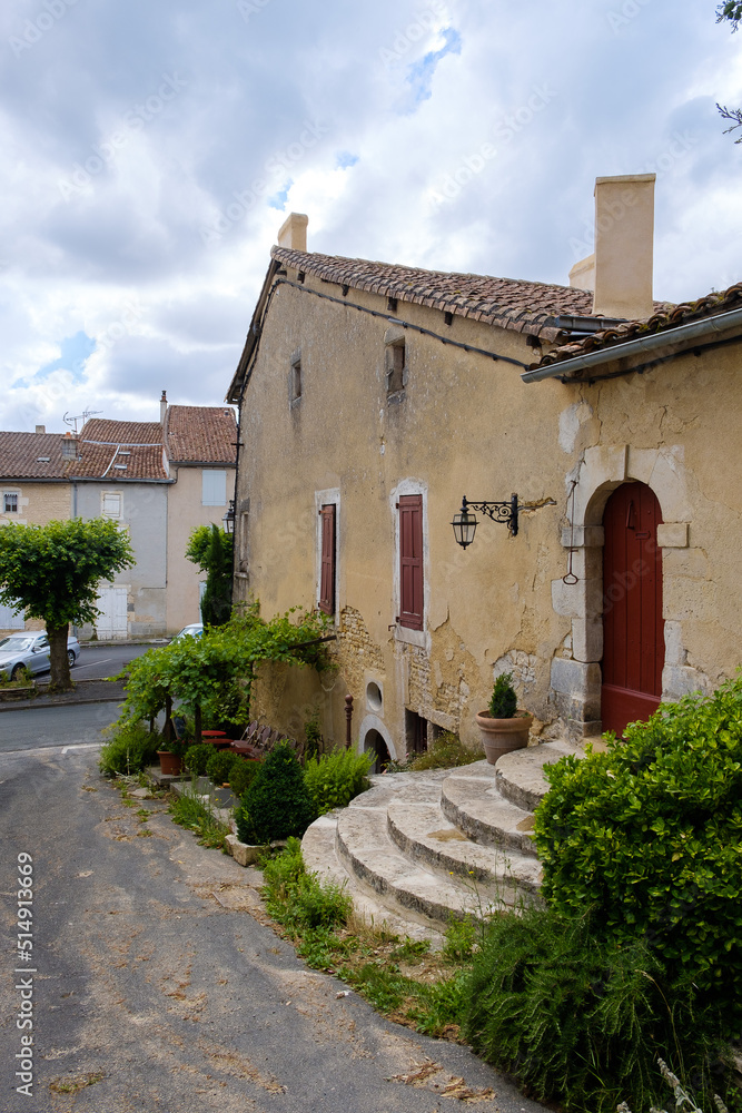 Street view in Verteuil-sur-Charente, Charente, Poitou-Charente, France