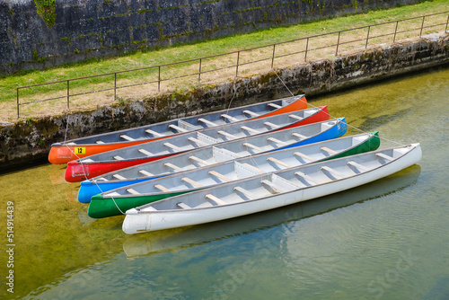 kayaks on river Charente, Jarnac, Charente, Poitou-Charentes, France photo