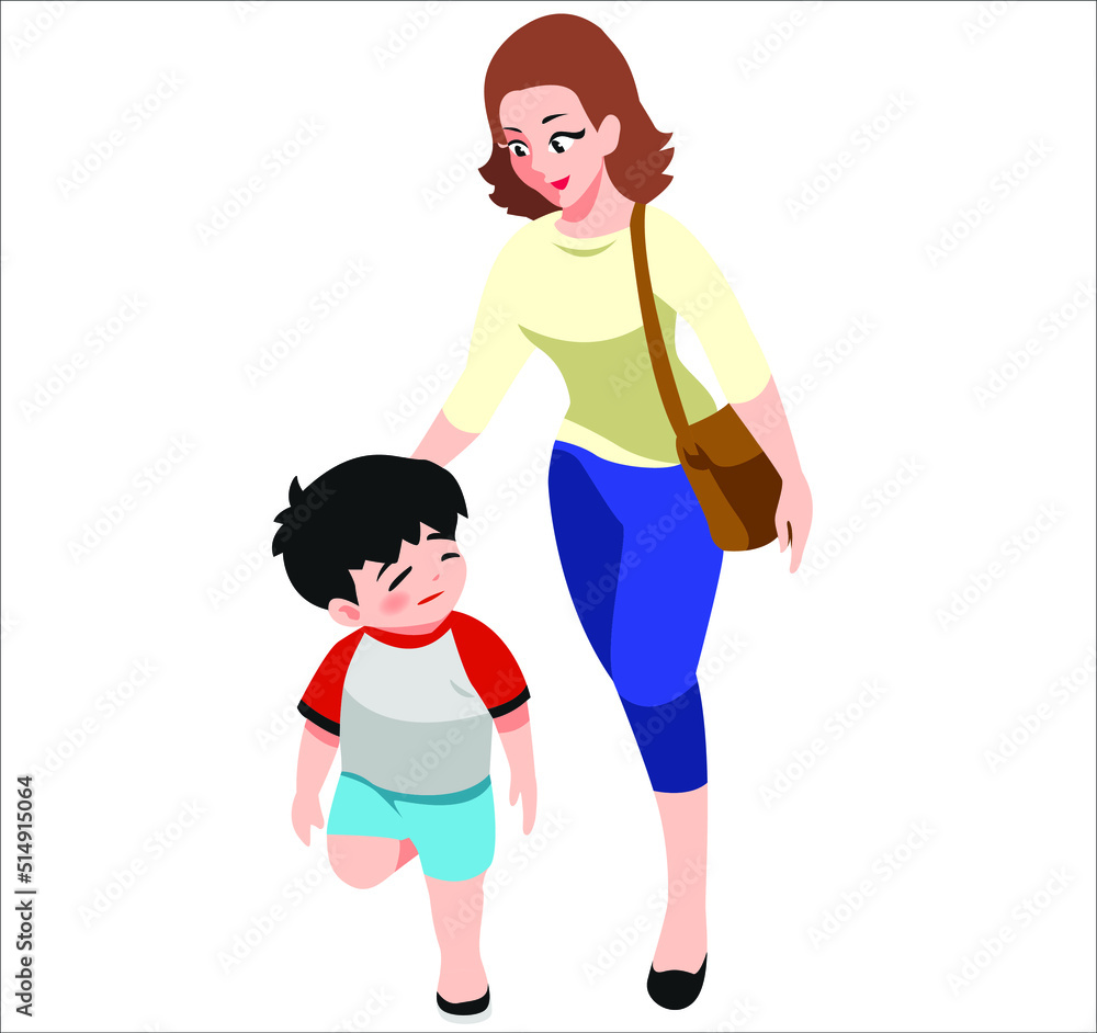 Mother took her son to the doctor.