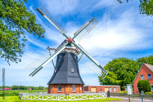 Germany, Lower Saxony, Grossheide,Tjadens Windmillin summer photo