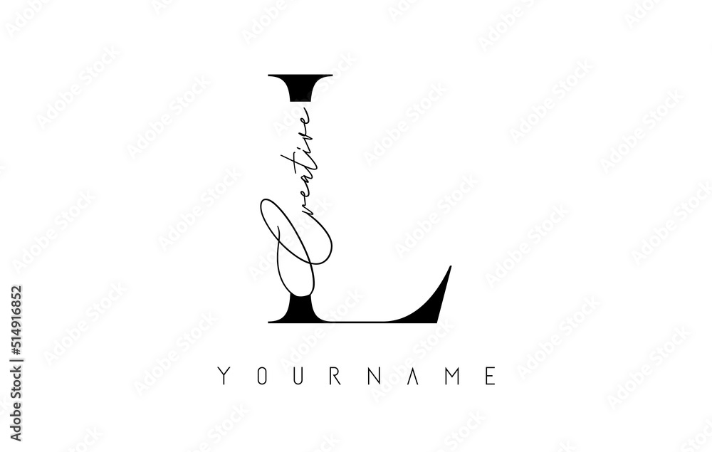 Creative handwritten L logo with text concept design. Creative handwritten L logo with text concept design.