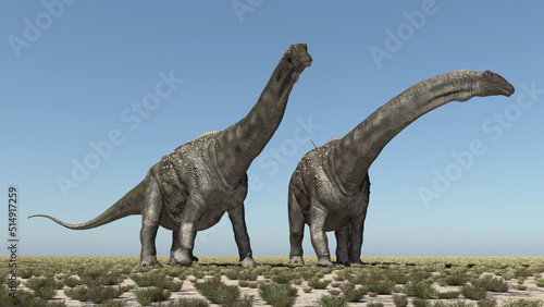 Dinosaurier Diamantinasaurus in einer Landschaft © Michael Rosskothen