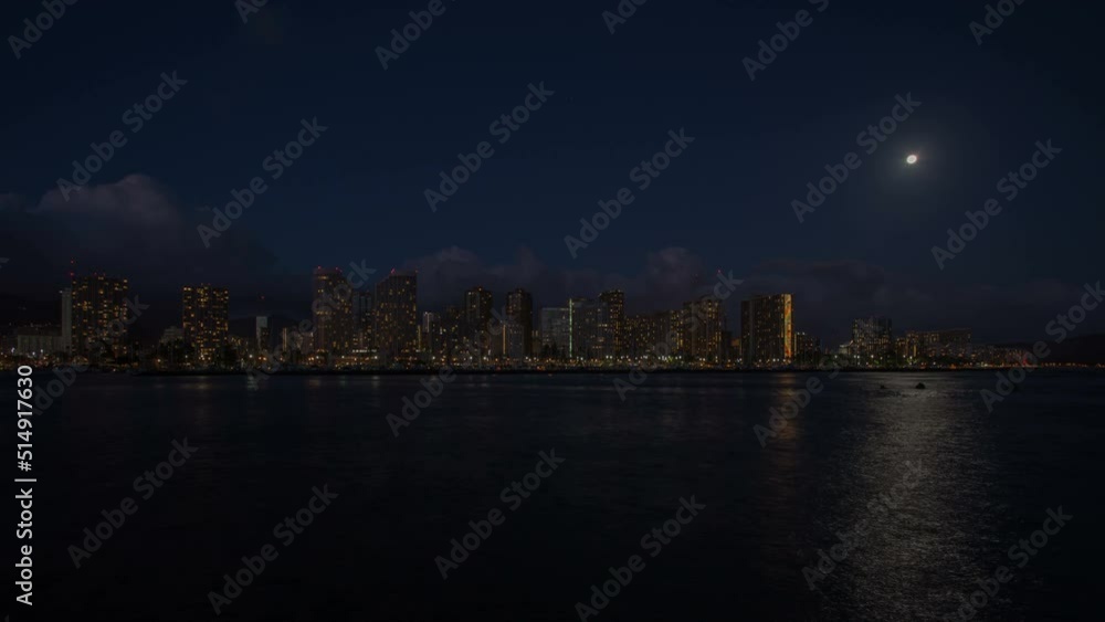 Time lapse of Hawaii skyline with seafront Time lapse of Hawaii skyline with seafront